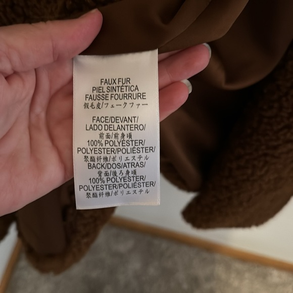 BCBG double breasted long faux fur coat.  XXL. Very comfy & stylish! Brown. - Picture 5 of 6